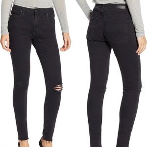 AG Farrah High Waist Black Ripped Skinny Jeans